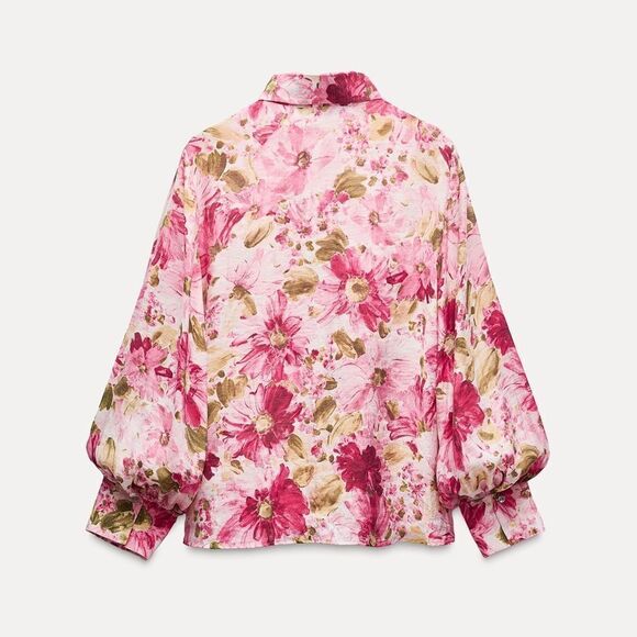 ZARA FLORAL PRINT BLOUSE - Picture 4 of 5